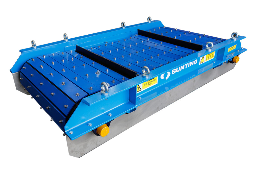 Bunting ElectroMax electromagnetic overband magnet with self-cleaning discharge belt