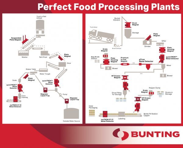 Bunting Perfect Plant food processing metal detection and magnetic separation system