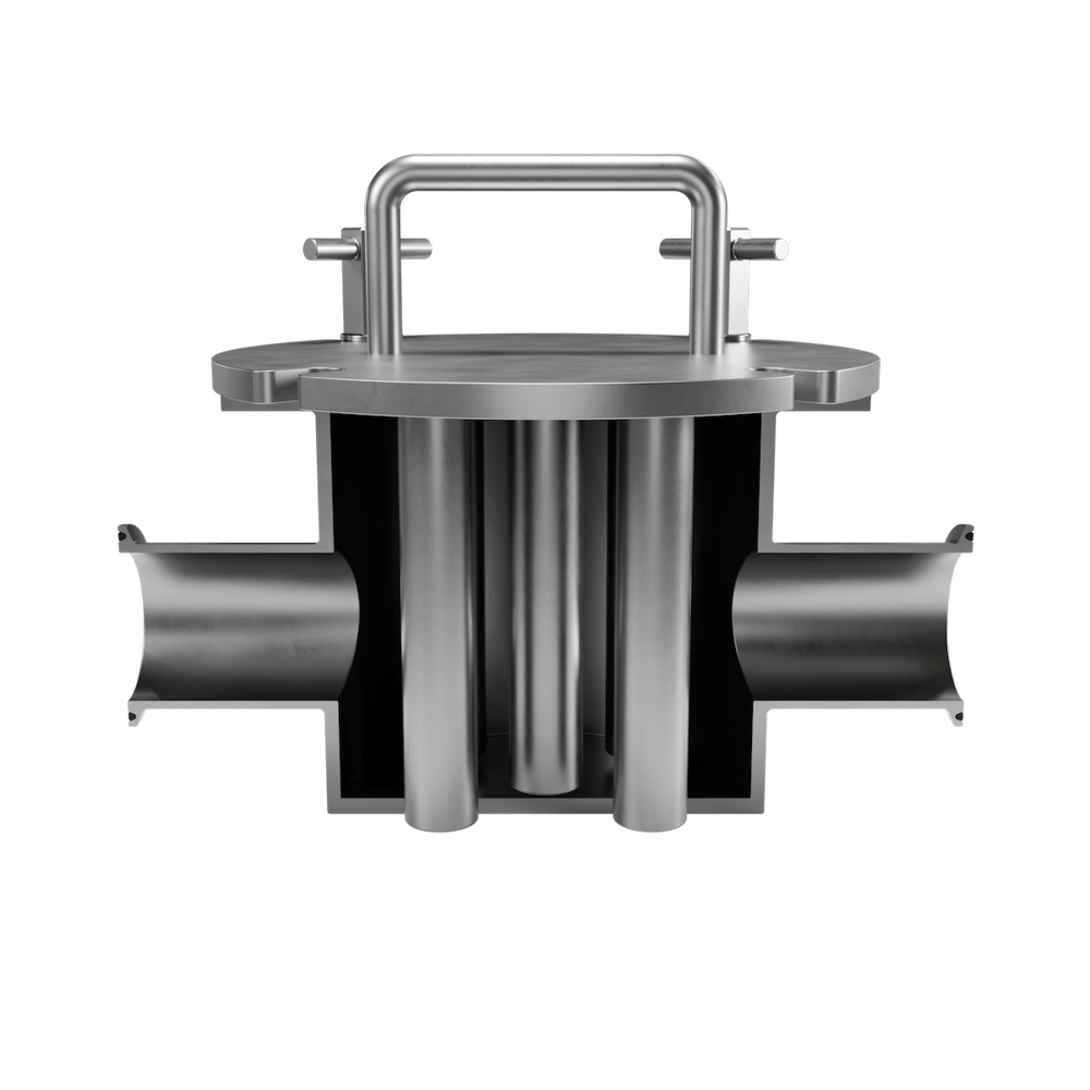 Bunting Liquid Magnetic Separator: cross-section showing magnetic rods