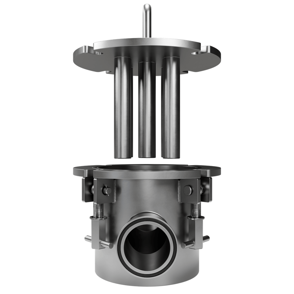 Bunting Liquid Magnetic Separator: raised assembly, front view