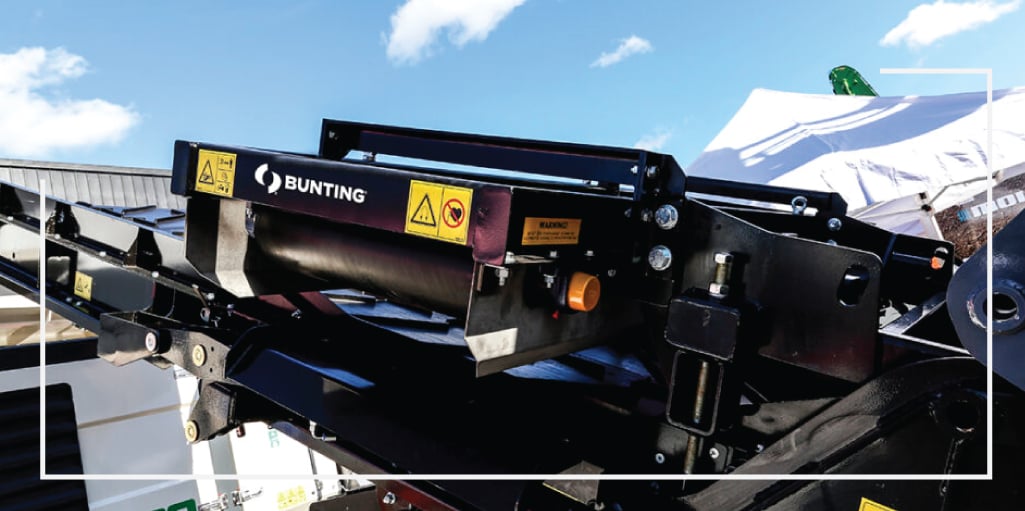 Permanent PCB overband magnet on a mobile crusher.